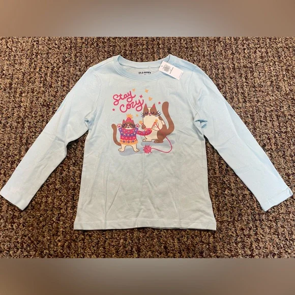 Old Navy Girls Long Sleeve Winter Graphic Tee, Size 5T - Picture 1 of 5